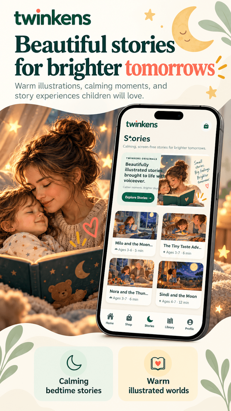 Twinkens Android app with calming illustrated stories for families